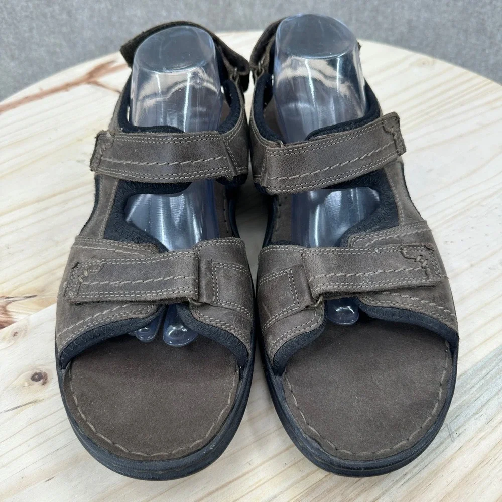 Clarks Sandals Mens 11 Brown Leather Triple Strap Adjustable Fishing Hiking